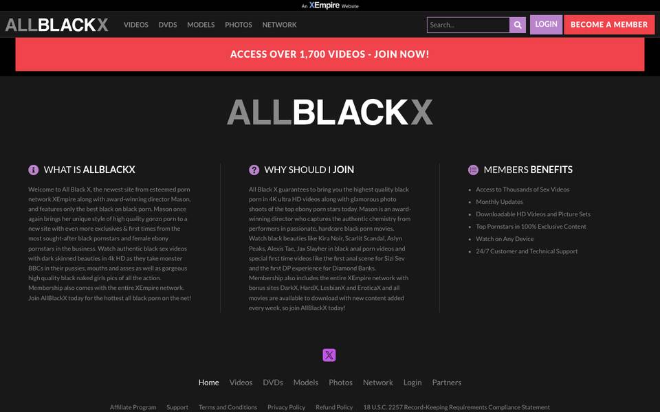 AllBlackX homepage (blurred)