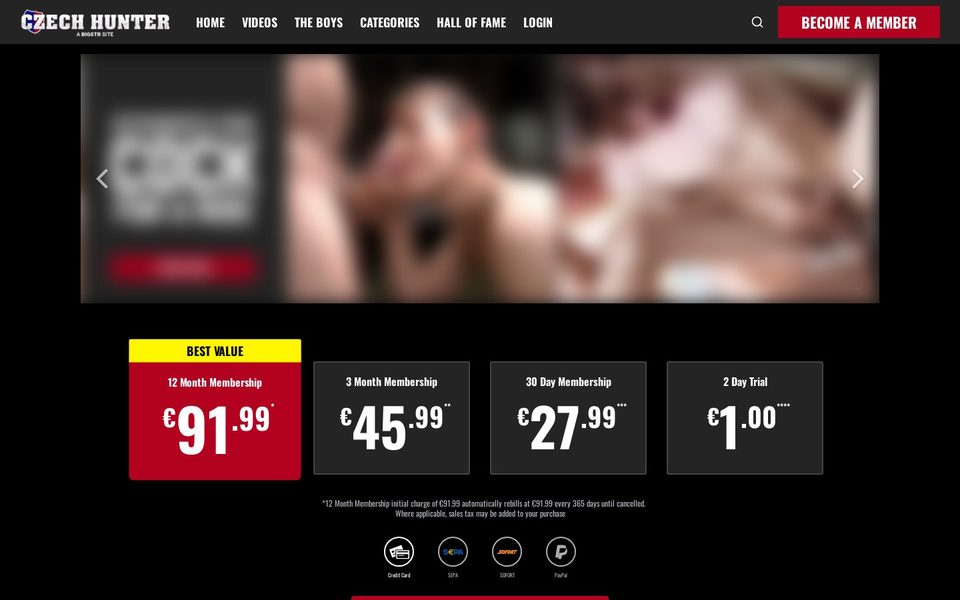 Czech Hunter homepage (blurred)