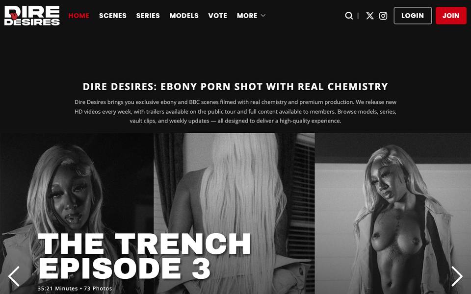 Dire Desires homepage (blurred)