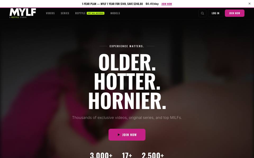 MYLF homepage (blurred)