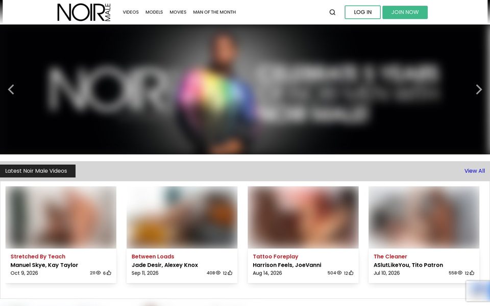 Noir Male homepage (blurred)